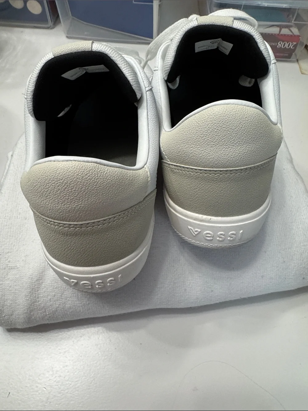 Vessi Women’s Soho White Sneakers with Cream Heel Tab